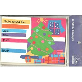 Paper Images Classic Christmas Tree & Presents & Snow Holiday Party Invitations - Set of 8