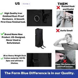 Farm Blue 2 Strap Top Load Military Duffle Bag - XL Duffel - Heavy Army Cotton Canvas - Travel Bag For Men and Women, Dorm Rooms, Summer Camp, even Navy Seals! Tactical Gear Sack - 22" x 38" Black