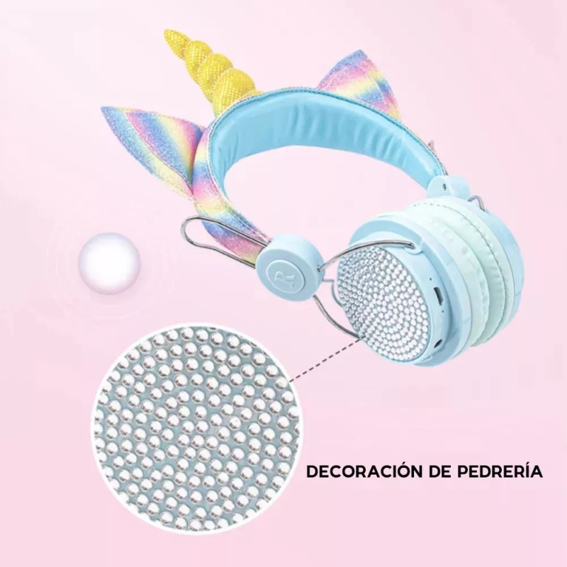Maíz 4x3 Audifonos Bluetooth Inalambric Radio Fm Kawaii Unicornio