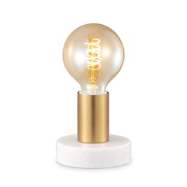 Home Sweet Home Modern Table Lamp Sten | 10/10/9 cm | Brass | Bedside Lamp | Marble and Metal | for E27 LED Light Source | with Cable Switch | Suitable for Living Room