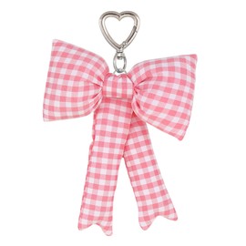 Jamortty Pink Bow Keychain Bag Charms Y2K Bowknot Plaid Keychains Coquette Aesthetic Purse Handbag Backpacks Charms (Pink 1)