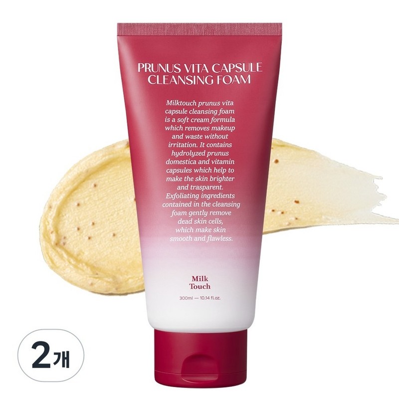 Milk Touch Plum Vita Capsule Cleansing Foam, 300ml, 2 pcs