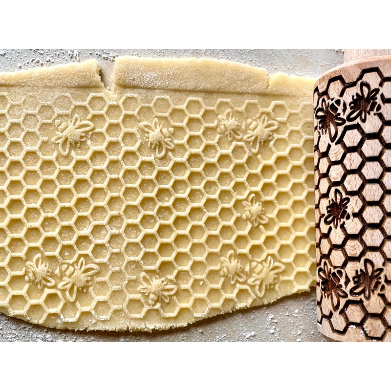 WILD 3 mini Embossed Rolling Pin Set with Bees, Meadow