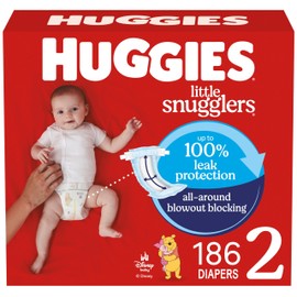 Huggies Size 2 Diapers, Little Snugglers Baby Diapers, Size 2 (12-18 lbs), 186 Count (3 Packs of 62), Packaging May Vary