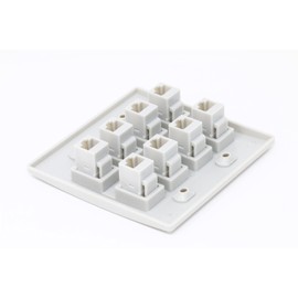 RiteAV 8 Puerto Plano Doble 2 Gang Ethernet CAT5E RJ45 Red Placa de Pared – Blanco