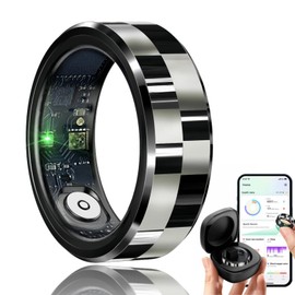 Smart Ring for Men Women, Sleep Tracking Wearable, Heart Rate, Fitness Tracker, Step Blood Oxygen Blood Pressure Tracker,Calorie Tracking, Shake to Take Photos (Black, #8)