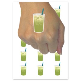 Matcha Milk Green Tea Drink Beverage Temporary Tattoo Water Resistant Fake Body Art Set Collection - 15 2" Tattoos (1 Sheet)