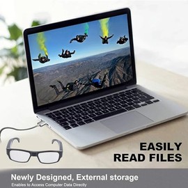Dpofirs Gafas con Cámara Inteligente para Deportes de Acción, Gafas de Grabación de Vídeo HD 1080P, Cámara de Audio de Acción para Hombres y Mujeres, 