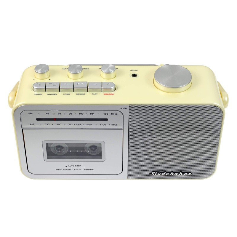 Studebaker SB2130CS Portable Cassette Player/Recorder with AM/FM Radio (Cream/Silver)