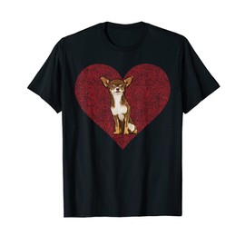 Brown Chihuahua Valentines Day Dog Love Fingerprint T-Shirt