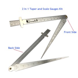 B.W.P Welding Taper Gauge Gage Set Depth Ruler Hole Inspection Stainless Steel