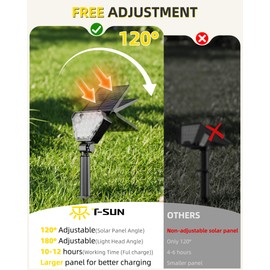 T-SUN Solar Lights Outdoor Waterproof IP65, 6Pack LED Solar Spot Lights Color Changing IP65 Waterproof Smart Auto On/Off for Outside Landscape Garden Yard Lawn Pathway Patio Driveway