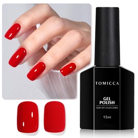 TOMICCA Red Gel Nail Polish, 1 Pcs Ruby Red Gel Polish Soak Off UV Red Nail Polish Gel, Long Lasting Gel Polish Red Color Nail Art DIY Manicure Salon