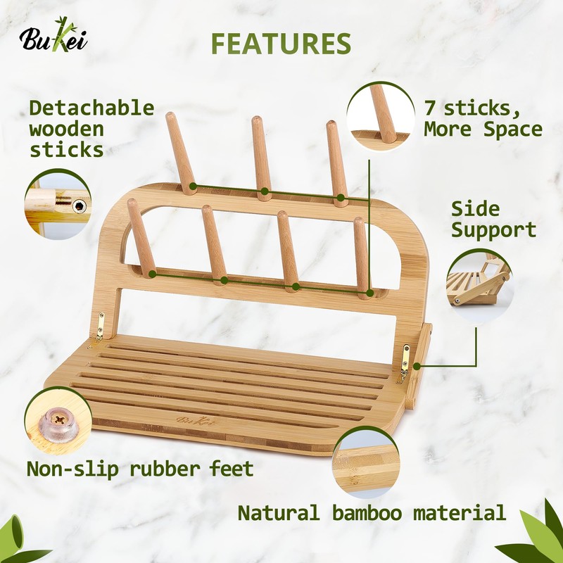 Bamboo Baby Bottle Drying Rack - Space Saving Bottle Dryer
