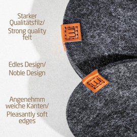 MIQIO Felt Coasters Round - Set of 8, Various Sizes (4/6/7.9/9.8 in), Light Grey & Dark Grey, Premium Table Coasters