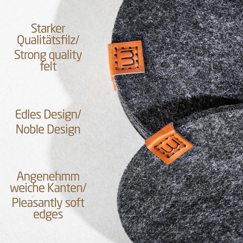 MIQIO Felt Coasters Round - Set of 8, Various Sizes