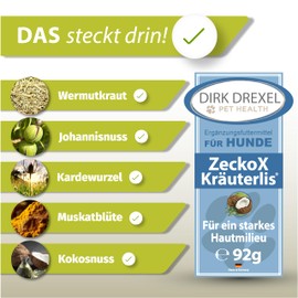 Dirk Drexel ZeckoX Herb Lisses for Dogs Treats with Herbal Extracts Natural Nutrition with Black Cumin, Coconut & Carde