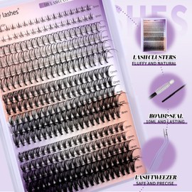 DIY Lash Extension Kit Lash Clusters With Bottom Lashes 20/30/40/50D 12-18mm Multi-types Individual Lashes Bond and Seal, Spike, Volume Lashes Kit Lash Applicator(20/30 Kit)
