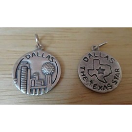 Wholesale Charms 1 Sterling Silver 16mm Round says Dallas, The Texas Star Charm