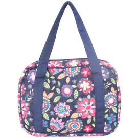 DIWI Bible Cover Extra Large Sizes 11.25 X 8.25 X 2.75 Inches Bible Tote Quilted Cotton Good Book Case (XL, C2 Navy Flowers)