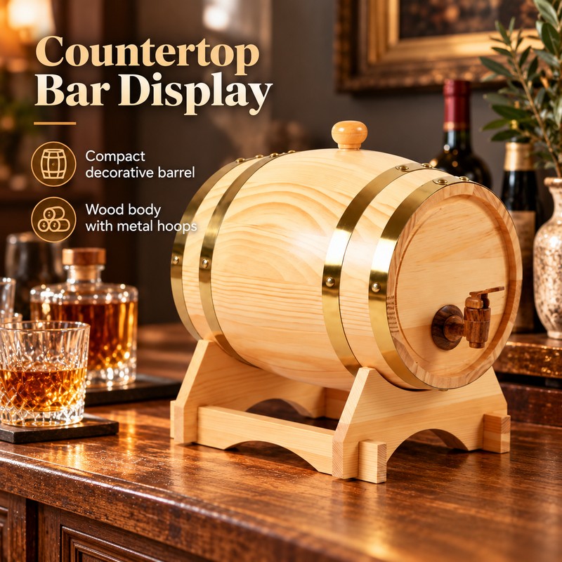 1L Wooden Wine Barrel for Home Bars – Vintage Spigot