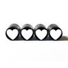 White Heart Tire Valve Caps - Black Aluminum - Set