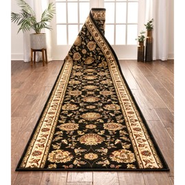 Well Woven Custom Size Hallway & Stair Runner- Choose Your Length - Patrician Trellis BlackFrench Traditional 27 Inch Wide x 6 Feet Long Runner (27" x 6' Runner) Rug