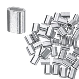 M METERXITY 50-Pack Aluminum Crimping Loop Sleeves, 2.5mm 3/32" Single Round Barrel Wire Rope Sleeves Cable Ferrule for Wire Rope/Cables Crimping Loop Sleeve