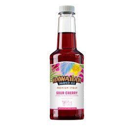 Hawaiian Shaved Ice Sour Cherry Syrup - Nut Soy Dairy Free - Flavor Fluffy & Crunchy Snow Cones - Shelf Stable - Makes 8 Servings - 16 ounces