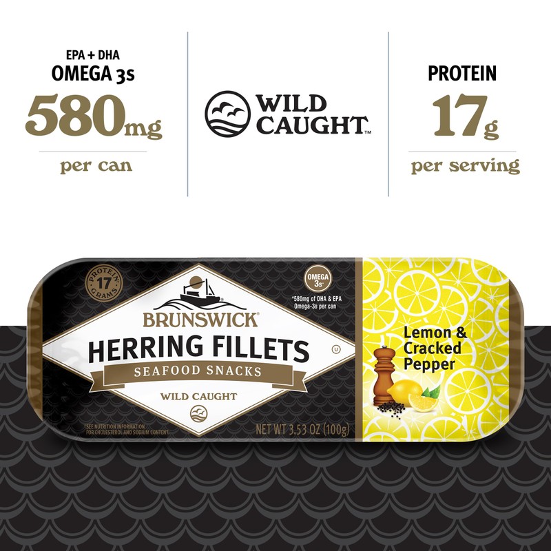Brunswick Herring Fillets in Lemon & Cracked Pepper, 3.53 Oz
