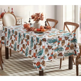 Newbridge Blue Vintage Farm Truck Autumn and Thanksgiving Vinyl Flannel Back Tablecloth - Fall Harvest Vinyl Tablecloth with Flannel Backing, 52" x 52" Square