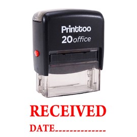 Printtoo Received with Date Self Inking Rubber Stamp Office Stationary Custom Stamp-Red