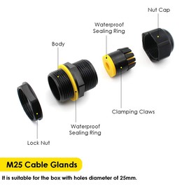 15 HUYU Waterproof IP68 Connectors M20 M25 PG9 for 4-14mm Cable Diameter Nylon Plastic Cable Joints for Home/Garden/Outdoor Lighting