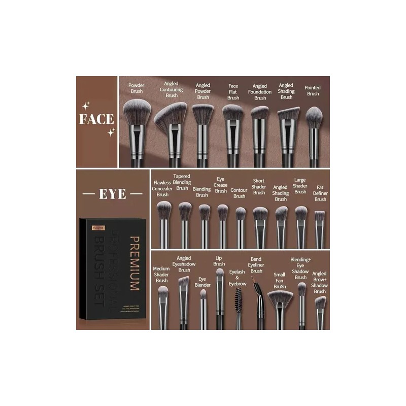 Set 25 Brochas De Maquillaje Profesionales Alta Calidad