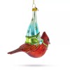 BESTPYSANKY Scandinavian Gnome Sailing Atop a Cardinal Bird Blown Glass
