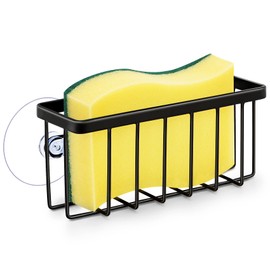 Kitchen Sink Sponge Holder, Kitchen Sink Caddy, Sponge Holder for Kitchen Sink, Dish Sponge Holder (Black)