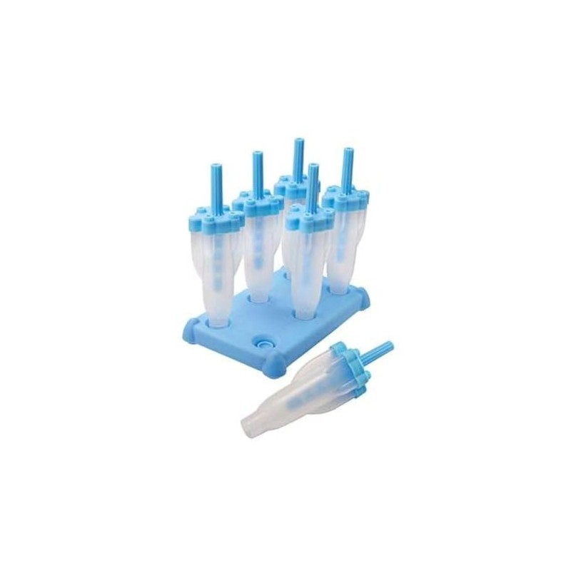 Rocket Lolly Mould Set Of 6 (Clear With Blue Handles)