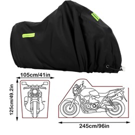 XXL, XXXL Heavy Duty Motorcycle Tarpaulin Outdoor Indoor with Lock Hole Reflective Strips Winterproof Waterproof Motorcycle Garage Motorcycle Tarpaulin Protective Cover for Harley Honda Suzuki