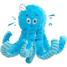 Dog Toys for Aggressive Chewers Indestructible Squeaky Dog Toys Octopus-Tug of War Dog Toys for Large Breed Tough Interactive Stuffed Dog Chew Toys for...
