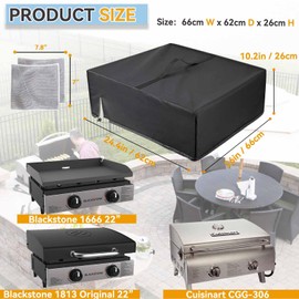 22 inch Tabletop Griddle Dust Cover, 600D Thickened Nylon Material, Compatible for Blackstone 1666 22, for Blackstone 1813 Original 22, for Cuisinart CGG-306 Tabletop Griddle