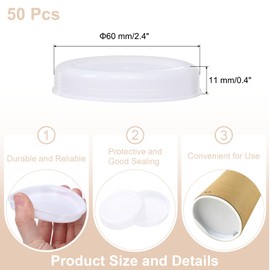 sourcing map 50 Pcs Mailing Tube End Caps 2.4" ID Round Cardboard Shipping Tube End Caps Protective Plastic Poster End Caps for Paper Mailing Tubes Shipping and Storage of Documents and Art