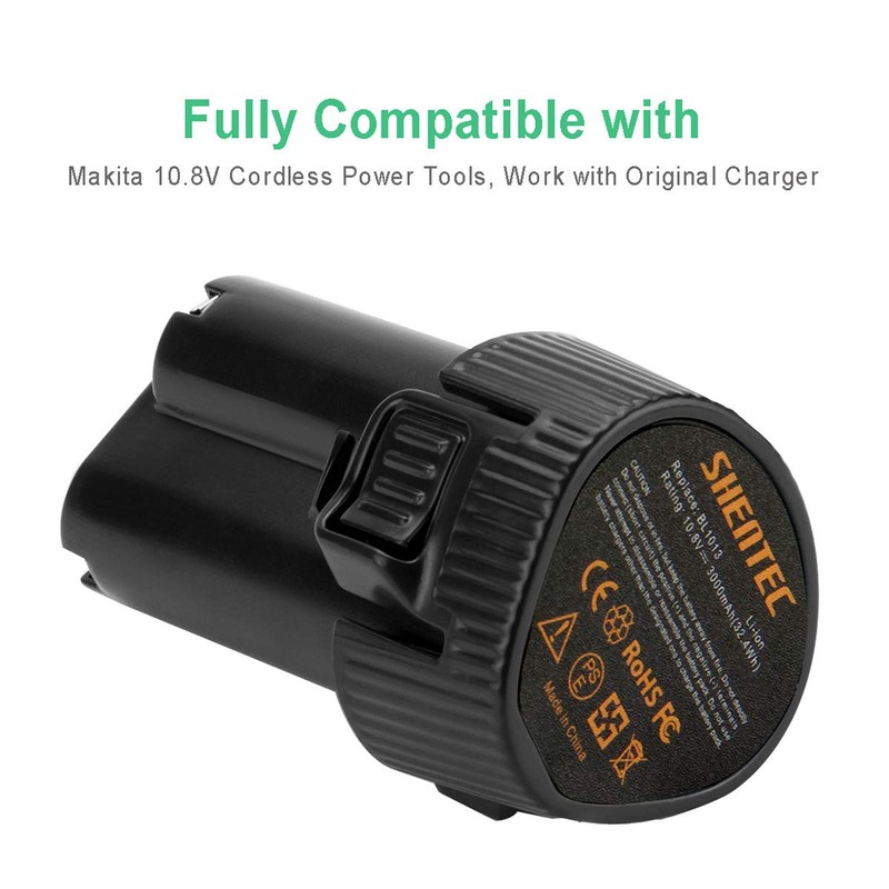 Shentec 2 Pack 10.8V 3.0Ah Li-ion Battery Compatible with Makita