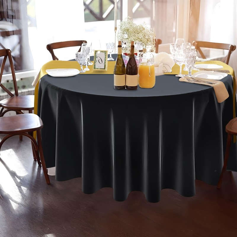 Bgtecho 16Pcs 84" Round Plastic Tablecloth 12 x 108 Satin