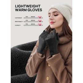 TRENDOUX Gloves Women Winter Warm: Elastic Soft Touch Screen Gloves For Cold Weather, Elegant Slim Anti-Slip Womens Gloves, Windproof Thermal Sports Gloves For Running, Cycling, Hiking - Black S