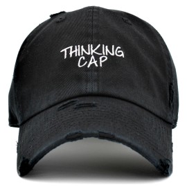 KB ETHOS Thinking Cap Vintage Adjustable Black Distressed Hat by KB Ethos