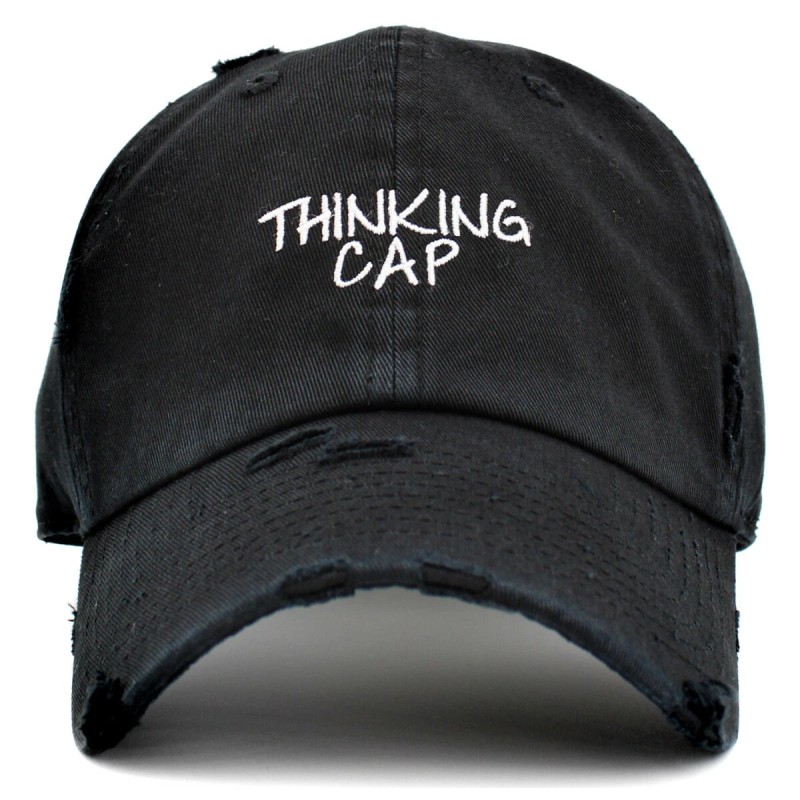 KB ETHOS Thinking Cap Vintage Adjustable Black Distressed Hat by