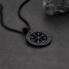 FaithHeart Viking Runes Compass Necklace, Norse Runes Vegvisir Symbol Neck