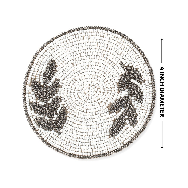Folkulture Beaded Coaster (Set of 4, Good Vibes)