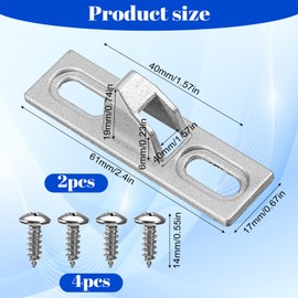 2 Pcs Sliding Door Latch Replacement Sliding Glass Door Lock Hardware Screen Latch Replacement with Mounting Screws for Various Traveling Patio Gates (Silver)