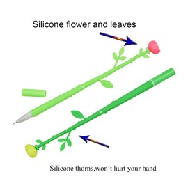 Lopenle 12PCS Novelty Flower Pens Fancy Rose Pens Beautiful Floral Pen Black 0.5 mm Gel Ink Rollerball Pen For Women At Home Office School Decoration